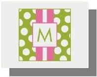 Paparte Note Cards (708 Pink and Green Stripe Initial)