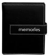 Pioneer Expressions Series Bound Mini Photo Album, Covers with Magnetic Closure Strap, Holds 36 4x6" Photos, 1 Per Page. Color: Black "Memories".