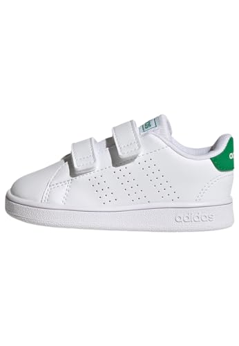 Unisex Baby Advantage Lifestyle Court Two Hook-And-Loop Shoes, Cloud White / Green / Core Black, 20 EU