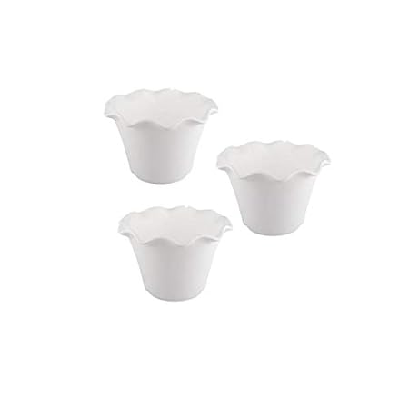 Airex Stylized Cut Mouth Design Planter (10 inch, White, Set of 3)