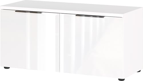Germania 3419-84 GW-Genova Shoe Bench in White with Glass Front 97 x 47 x 40 cm (W x H x D)