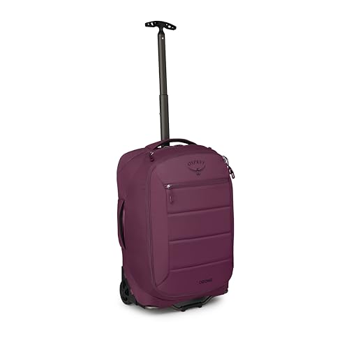 Osprey Ozone 2-Wheel Carry-On - Lightweight Carry-On Luggage with Oversized Wheels and Trolley Handle - Rolling Travel Suitcase for Air Travel, Overhead Compartments and Weekend Trips, Moody Burgundy