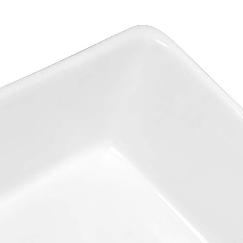Logmey 15''x15'' Square Above White Porcelain Ceramic Bathroom Vessel Vanity Sink Art Basin ...