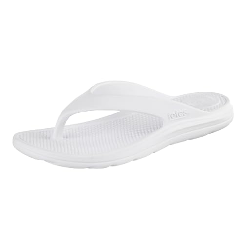 totes Women's Everywear Ara Thong Sandal, White, 9