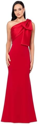Amazon.com: Betsy & Adam Long Slim One Shoulder Dress | Cold Shoulder  Evening Gown