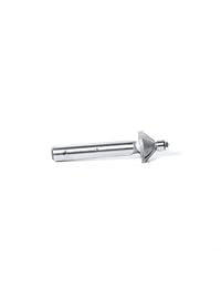 Amana Tool MR0108 Chamfer con mini guía de rodamiento de bolas de 9 16 pulgadas de diámetro, ángulo de 45 grados, 1 4 pulgadas de vástago de carburo punta punta punta de broca