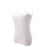Ibeauti Breathable Classic Women's Basic Camisoles Tops With Built In Padded Bra (M, White)
