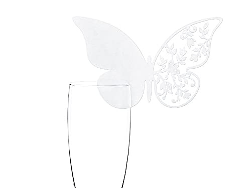 PartyDeco wsz6-karton Decorated – Set 10 Butterfly Place Cards for Glasses