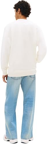 TJM Reg Sign Stripe Cnck Ext DM0DM23019 Pull Sweat-Shirt, Blanc (Ecru), XL