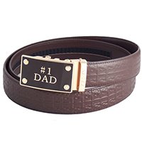 FEDEY Mens Leather Ratchet Belt, Signature Statement Belt w No1 DAD Buckle