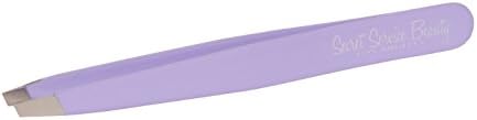 Tweezers by Secret Service Beauty Fluorescent Lilac Love Angle Tip Italian with Inner Mirror and Protective Case