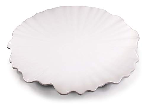 Melamine Tray - 17" Large Ivory White Serving Platter/Appetizer Tray with Rippled Surface for Parties and Everyday Dining - Elegant and Shatterproof - Dishwasher Safe