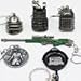 6 in 1 PUBG Key Chain Ring CW-Mart Model Gifts for Children PLAYERUNKNOWN’S BATTLEGROUNDS Souvenir AWM Level 3 Helmet Backpack Armored Vest Pan Coin