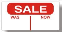 Promotional Label - Sale was/Now - 50x25mm Rectangle Labels/ 1 Roll of 1000 Labels