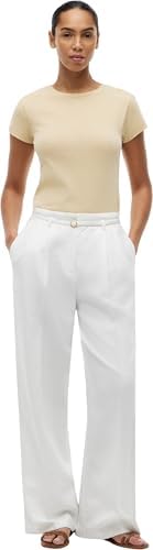 Donna T-Shirt Maniche Corte Slim in Cotone, Beige (Harvest Wheat), S