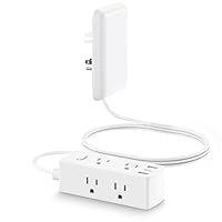 Olcorife Flat Extension Cord with Outlet Cover, Flat Plug Power Strip with 6 Outlets and 3 USB Ports, 2000 Joules Surge Protector, 5 FT Cord Hidden Outlet Extender for Tight Spaces, White