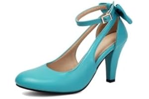 graceretro Women's Mary Jane Bow Pump Heel Retro 1920s Vintage Round Closed Toe 1950s Dress Shoes