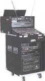 Odyssey CS4812W Carpeted Slide Style Combo Case With An 8u Slanted Rack And A 4u Top And 12u Bottom Vertical Rack With Wheels