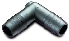 1/2" Hose ID x 1/4" Hose ID Black HDPE Elbow