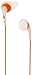 JVC White and Orange Nozzel Secure Comfort Fit Sweat Proof Gumy Sport Earbuds with long colored cord HA-EN10W