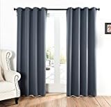 Blackout Curtains 52x84 Inch Dark Grey06,Set of 2 Panels,Silver Grommet Top ,Thermal Insulated