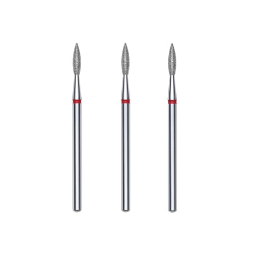 STALEKS PRO Nagelhautfräser-Set, 3-teilig, 2,1 x 0,8 mm, Flammenform (feine Körnung)