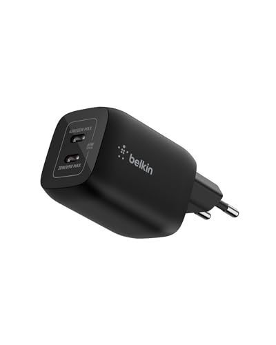 Belkin Gaming USB-C Ladegerät mit 2 Anschlüssen, 65 W, USB 3.0 Schnellladegerät mit GaN-Technologie für Nintendo Switch 2, iPhone 16, iPad, MacBook Ai