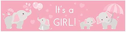 24 Water Bottle Labels Pink Baby Shower Favor or Decor Gray Elephant (It's a Girl!)