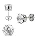 Stainless Steel CZ Stud Earrings (Size 2mm)