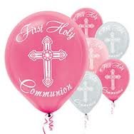 Girl's - Pink and Silver First Holy Communion Latex Balloons - 15ct