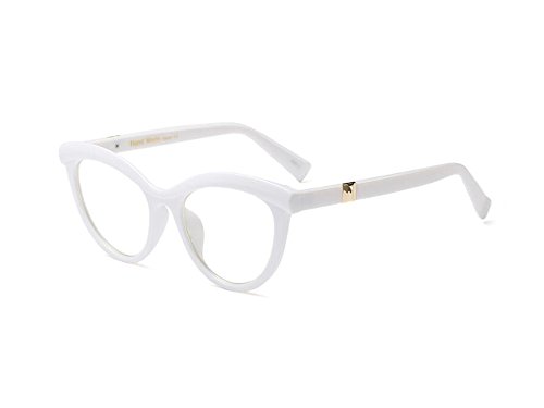 Allt Vintage Cat Eye Optical Eyewear Half Tinted Frame Mod Eyeglasses with Clear Lenses For Women (White)