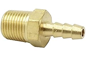 HongBoW Hardware 5 Pcs Brass Hose Fitting,Connector,Hose Barbed Adapter 1/8" Barb x 1/8" NPT Male Pipe(Thread O.D: 0.405")