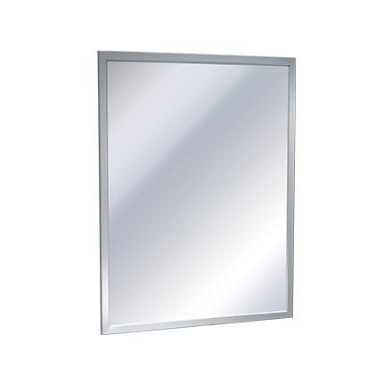 Bobrick 165 Series 430 Stainless Steel Channel Frame Glass Mirror, Bright Finish, 18" Width x 36" Height