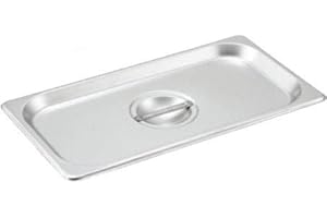 Tiger Chef 1/3 Third Size Stainless Steel Steam Table Pan Cover, Solid Third Size Non-Stick Surface Steam Pan Lids With Handle 6 Pack