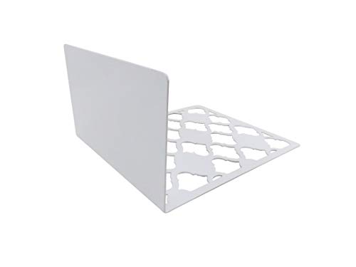 Daiso Japan Desktop Bookends Carved Hollow Ornament Pattern Metal 4.75 x 4 Inches White (1 Set) - Thumbnail 2