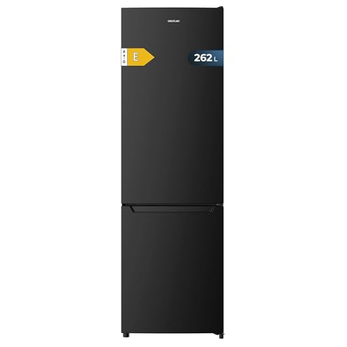 Cecotec Combined refrigerator Bolero CoolMarket Combi 262 Black E. Refrigerator black, 262L, class E, electronic temperature control, LED lighting and glass trays.