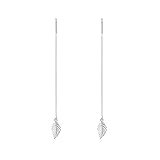 FarryDream 925 Sterling Silver Leaves Dangle Earrings Chain for Women Elegant Threader Earrings
