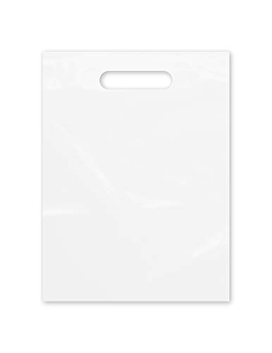 Clear Plastic Bag With Handles 9" x 12" Clear Frosted Die Cut Plastic Bags With Handles 100 Pack for Merchandise, Retail, Gifts, Trade Show and More (9"x12")…