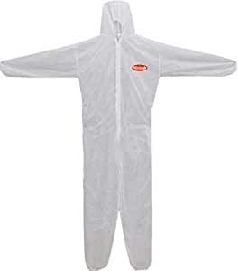 MICROSAFE XX-Large (2XL) White Boiler Suit Disposable Coverall CAT 3 Type 5 & 6 EC Certified 89/686/EEC