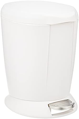 simplehuman 6 Liter / 1.6 Gallon Compact Plastic Round Bathroom Step Trash Can