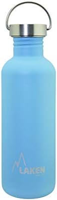 LAKEN Unisex - Adult Heavy Duty Stainless Steel Bottle 1 Litre Blue with Vintage Lid 1, 1005 ml