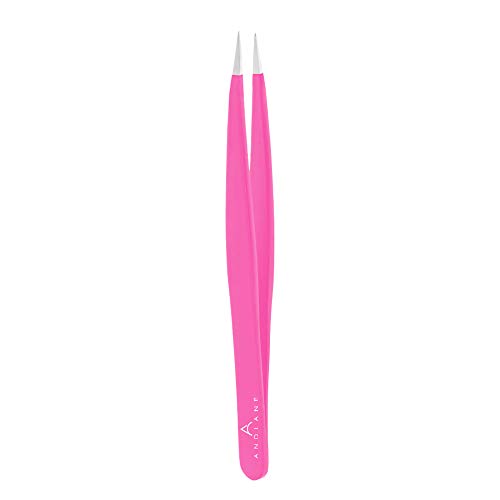 Andlane Tweezers Set - Professional Stainless Steel 5-Piece Precision Tweezer for Men & Women - Great for Facial Hair Removal, Eyebrow Shaping, Splinters & Ingrown (Pink) - Thumbnail 3