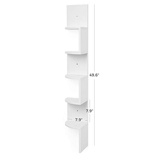 VASAGLE Corner Shelf Wall Mount, 5Tier Floating Wall Shelf, Corner Bookshelf, Plant Wall Shelf