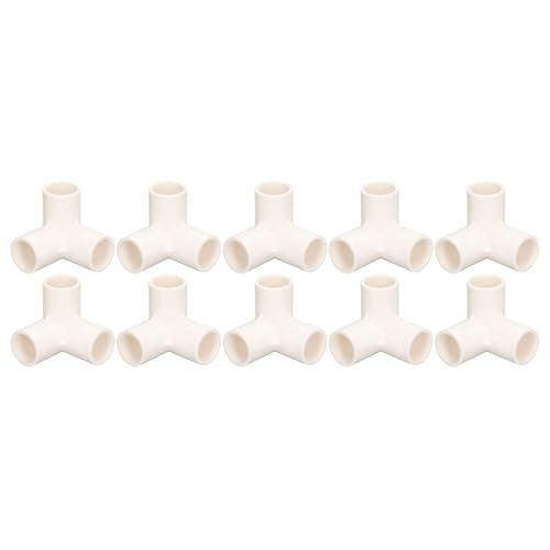 Eujgoov 10PCS 3 Way PVC Pipe Fittings, 25mm Inner Diameter, White, Elbow & Tee Connector, for Water Pipes, Furniture & Greenhouse โ image 1