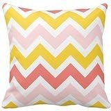 PUDA Decorative Home Sofa Coral Yellow Blush Pink Chevron Zigzag Pattern Pillow Pillow Cover Cushion Case Cotton Standard Size 16 by 16 with Invisible Zipper .