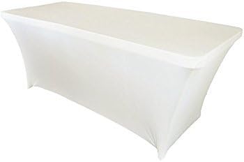 Spandex Stretch Lycra Table Cover Cloth 6ft Foot Rectangular Fit Wedding Banquet Trestle Table(Ivory)