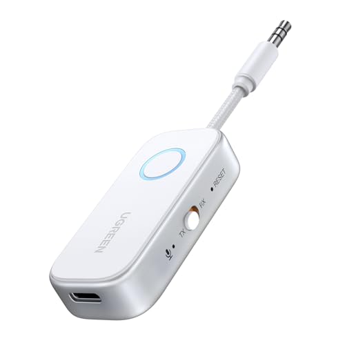 UGREEN Bluetooth Transmitter Receiver 6.0 for Airplane, Car Bluetooth Adapter for Airpods Wireless 3.5mm Aux Dongle for Headphones Earbuds for Car Music Stereo, Airfly, TV, Gym Equipment