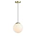 Light Society Zeno Globe Pendant, Matte White with Brass Finish, Contemporary Mid Century Modern Style Lighting Fixture (LS-C175-BRS-MLK)