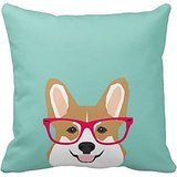 Corgi With Glasses Hipster Dog Cute Corgi Gift Throw 18*18 pillow Case