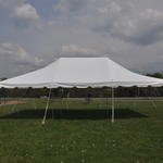 20-Foot 30-Foot Deluxe White Canopy Pole Complete Outdoor Party Tent Set Two Cathedral Sidewalls & Two Solid Sidewalls, Storage Bag, Stakes, Ropes Poles Weddings, Events, Parties